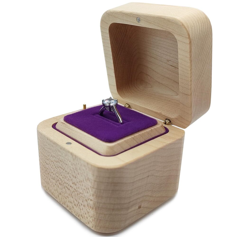 5851 Wooden Musical Ring Box Elegant and Vintage Ring Storage Music Box